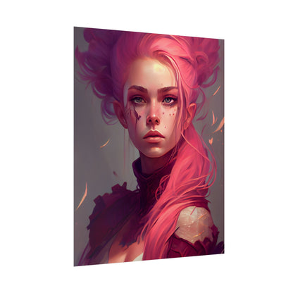 Enigmatic Portrait: Pink Hair in Darkness - Poster