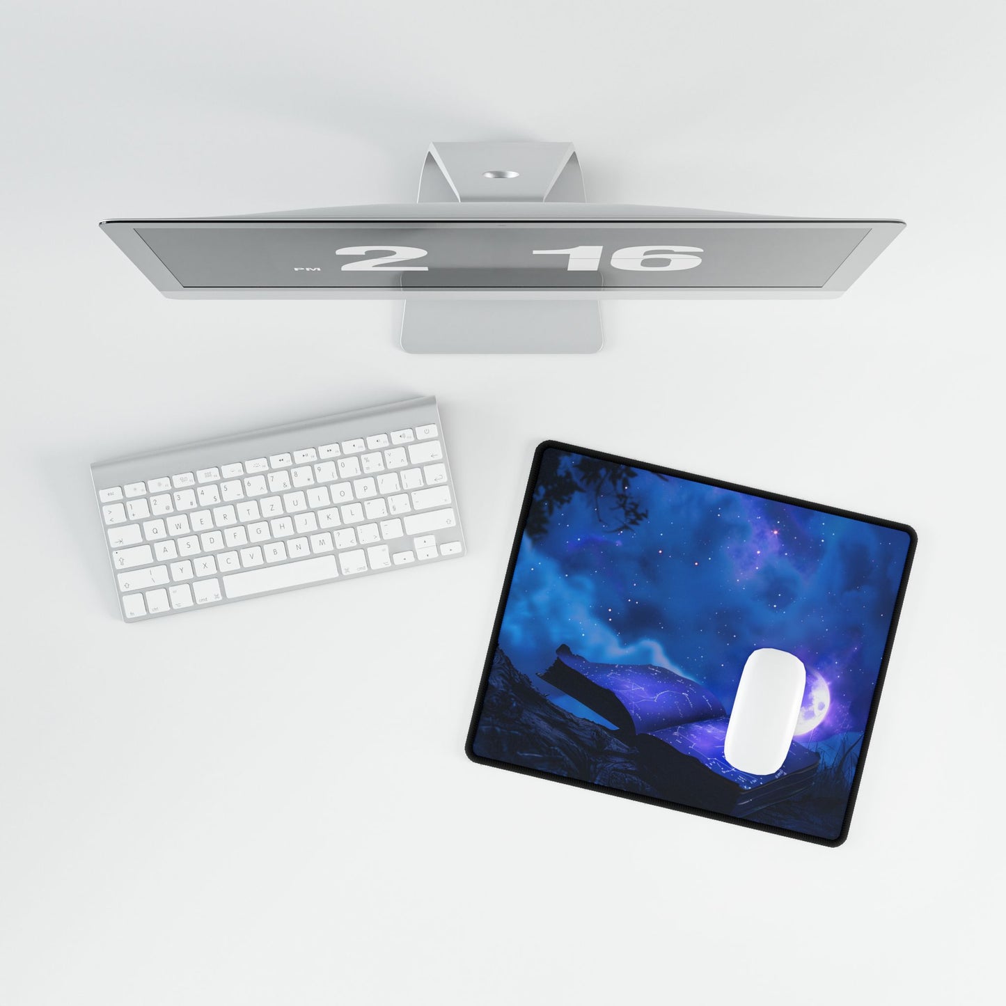 Starry Night Sky: Tranquil Celestial Scene - Desk Mat