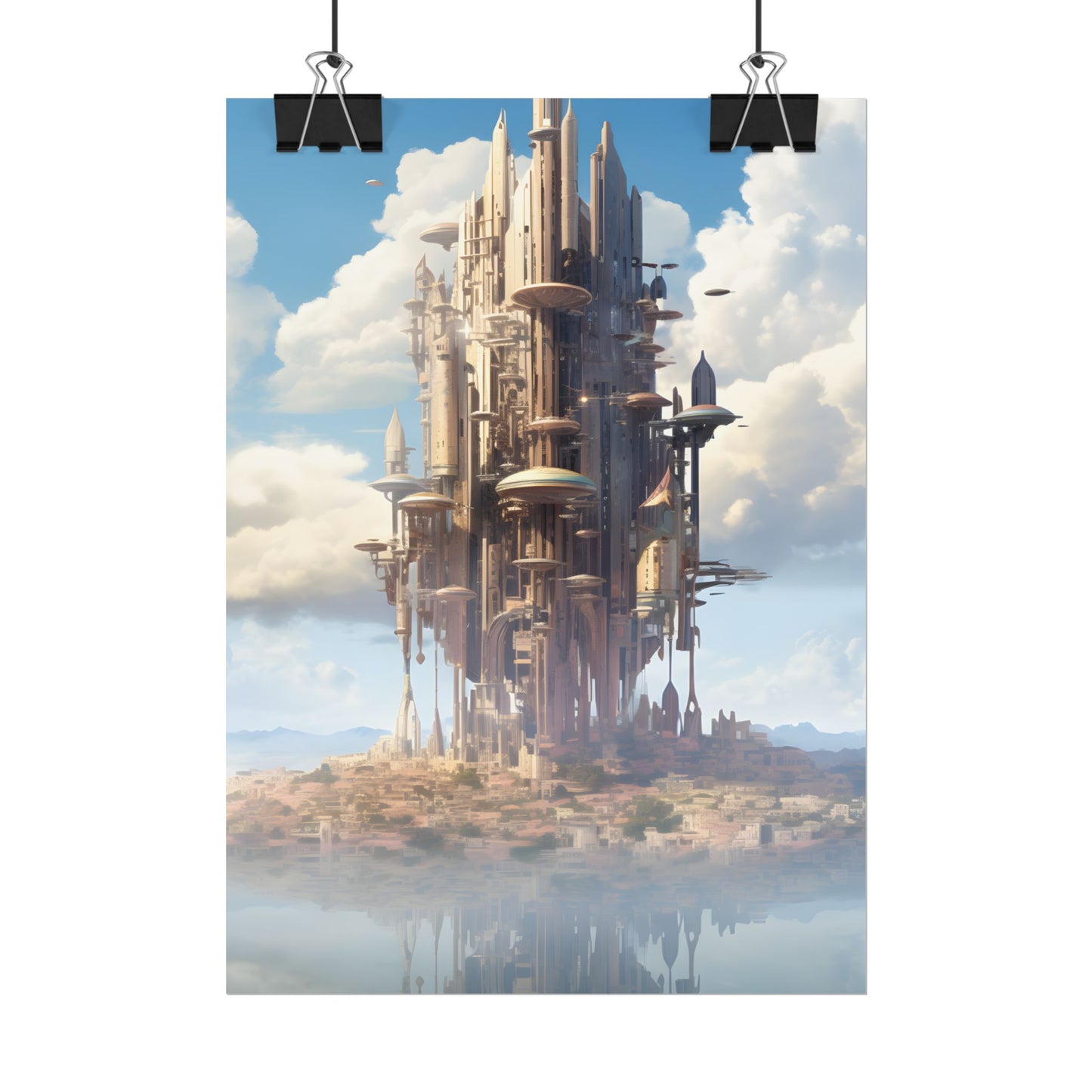 Breathtaking Floating Cityscape: Columbia 6 Digital Art - Poster
