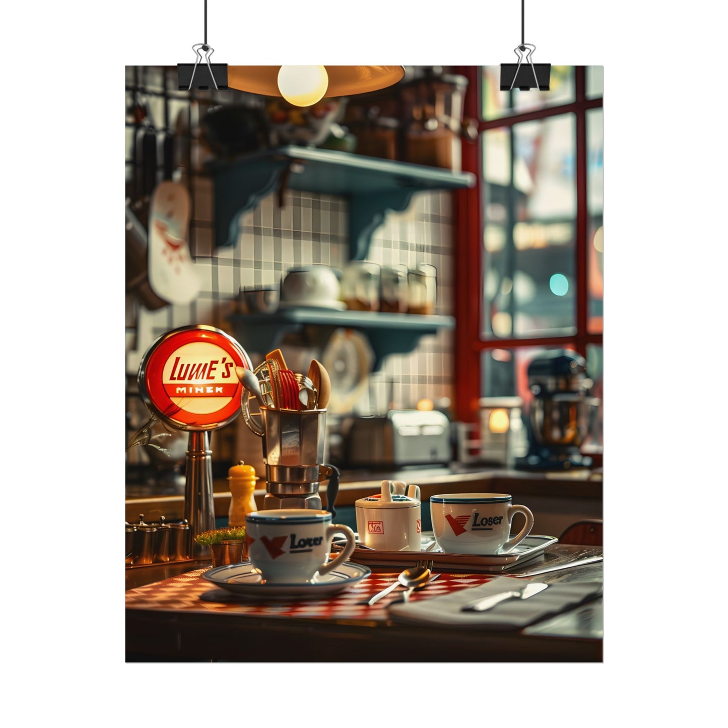 Retro Warmth: Cozy Lukes Diner Coffee Scene Art - Poster