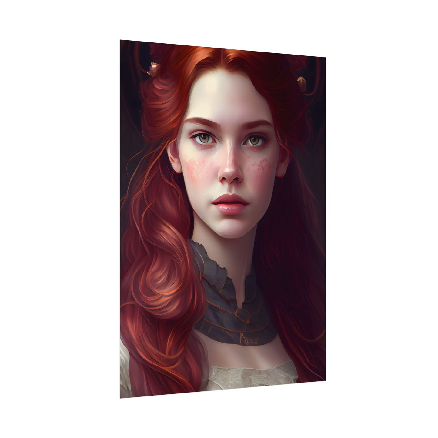 Beautiful Redhead Female Portrait: Classic Timeless Artwork - Poster