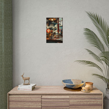 Retro Warmth: Cozy Lukes Diner Coffee Scene Art - Poster