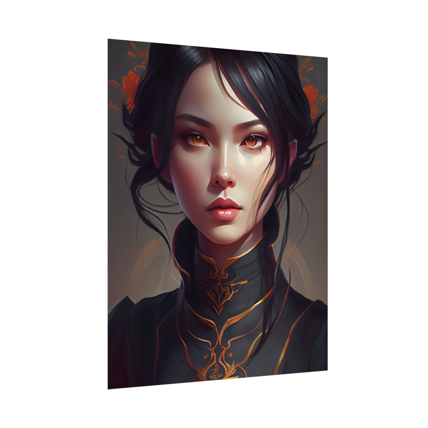 Realistic Female Portrait in Elegant Dress - Poster
