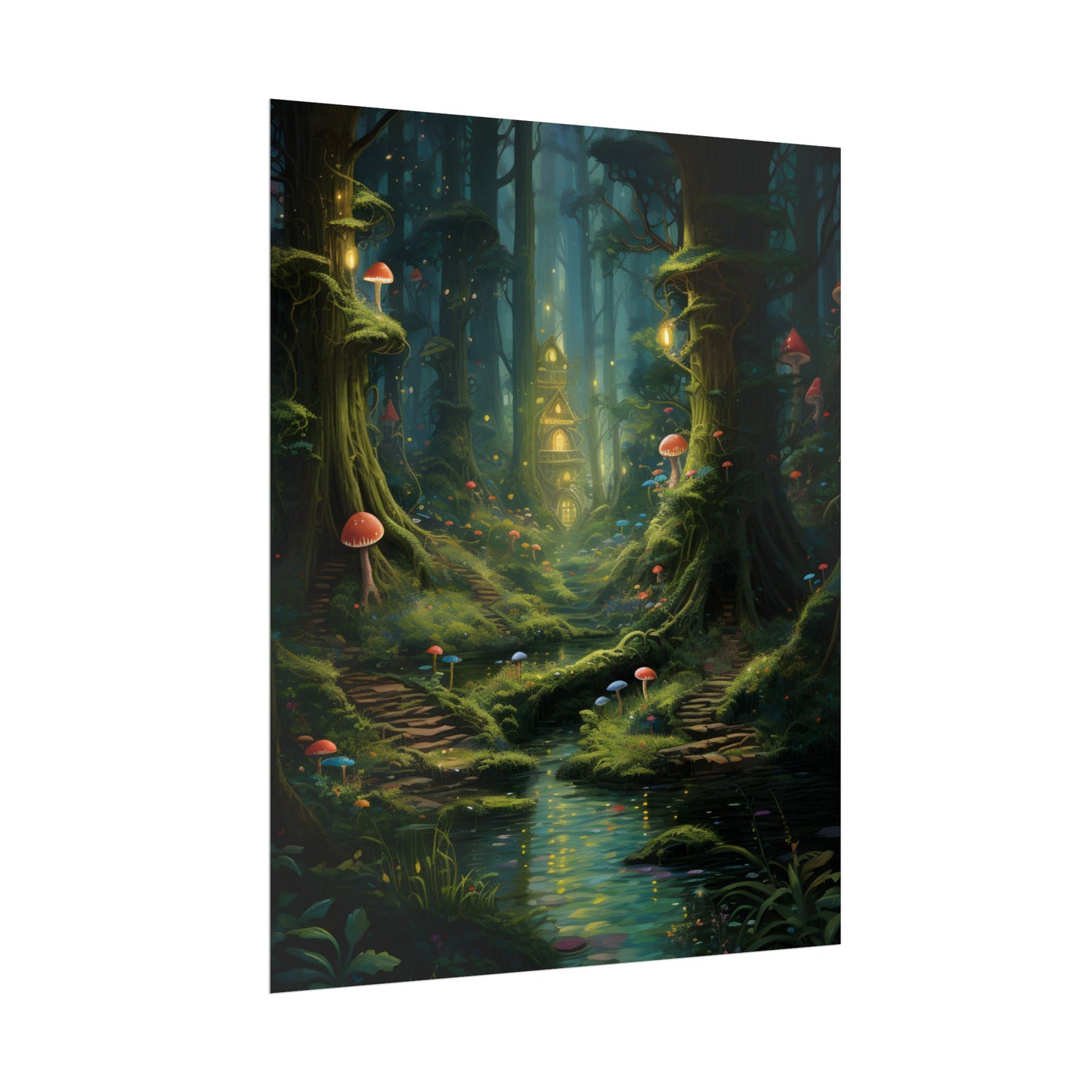 Enchanted Forest: Grimm's Fairy Tale Characters in Serene Woods - Poster