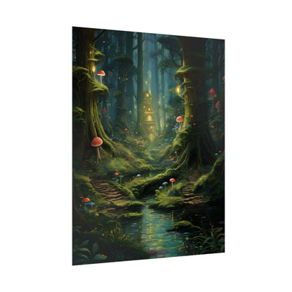Enchanted Forest: Grimm's Fairy Tale Characters in Serene Woods - Poster
