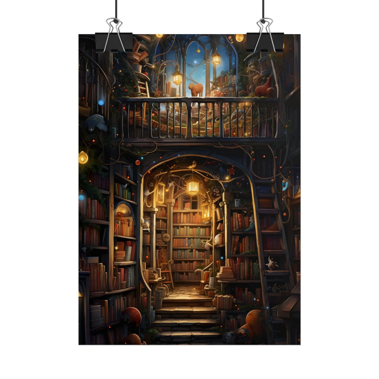 Magical Bookshop Art: A Serene & Enchanting Scene - Poster