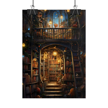 Magical Bookshop Art: A Serene & Enchanting Scene - Poster