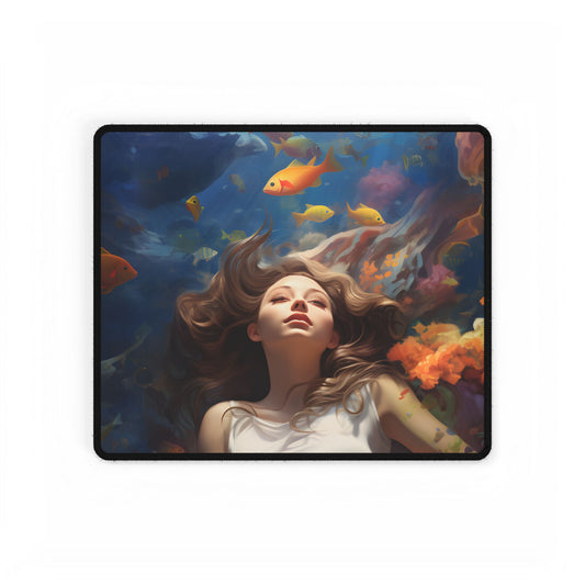 Tropical Getaway: Digital Artwork of Beach Vacation Scene - Desk Mat