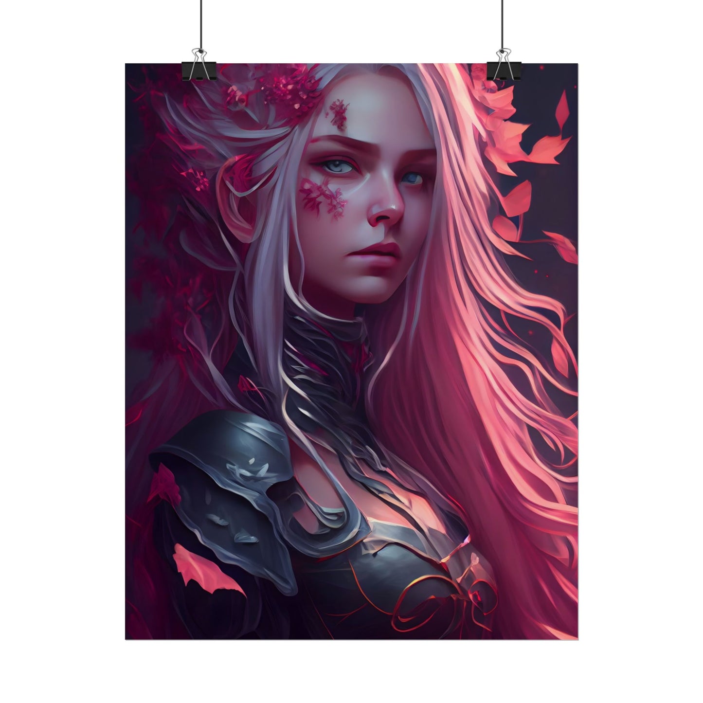Astonishing Female Portrait with Pink Hair: Artistic Vision - Poster