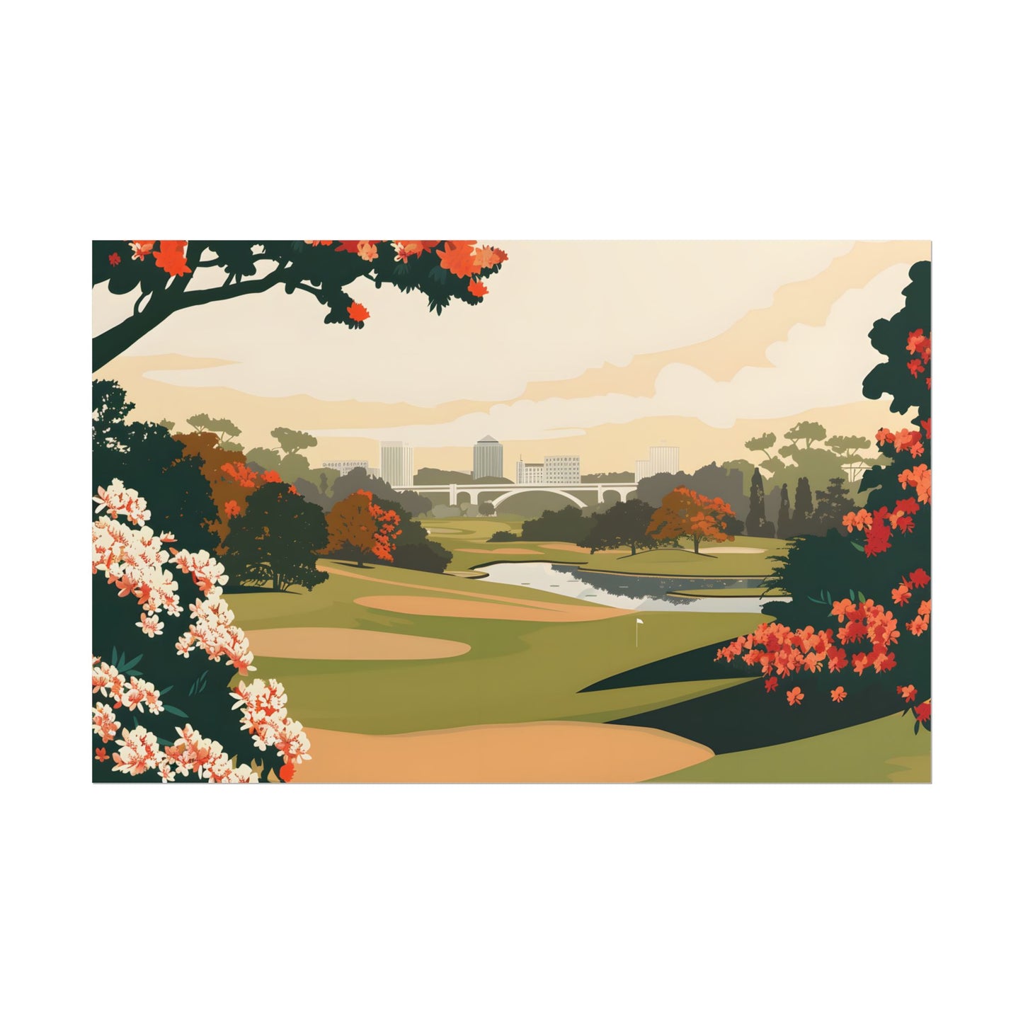 Retro Golf Illustration: Classic Course Art - Poster