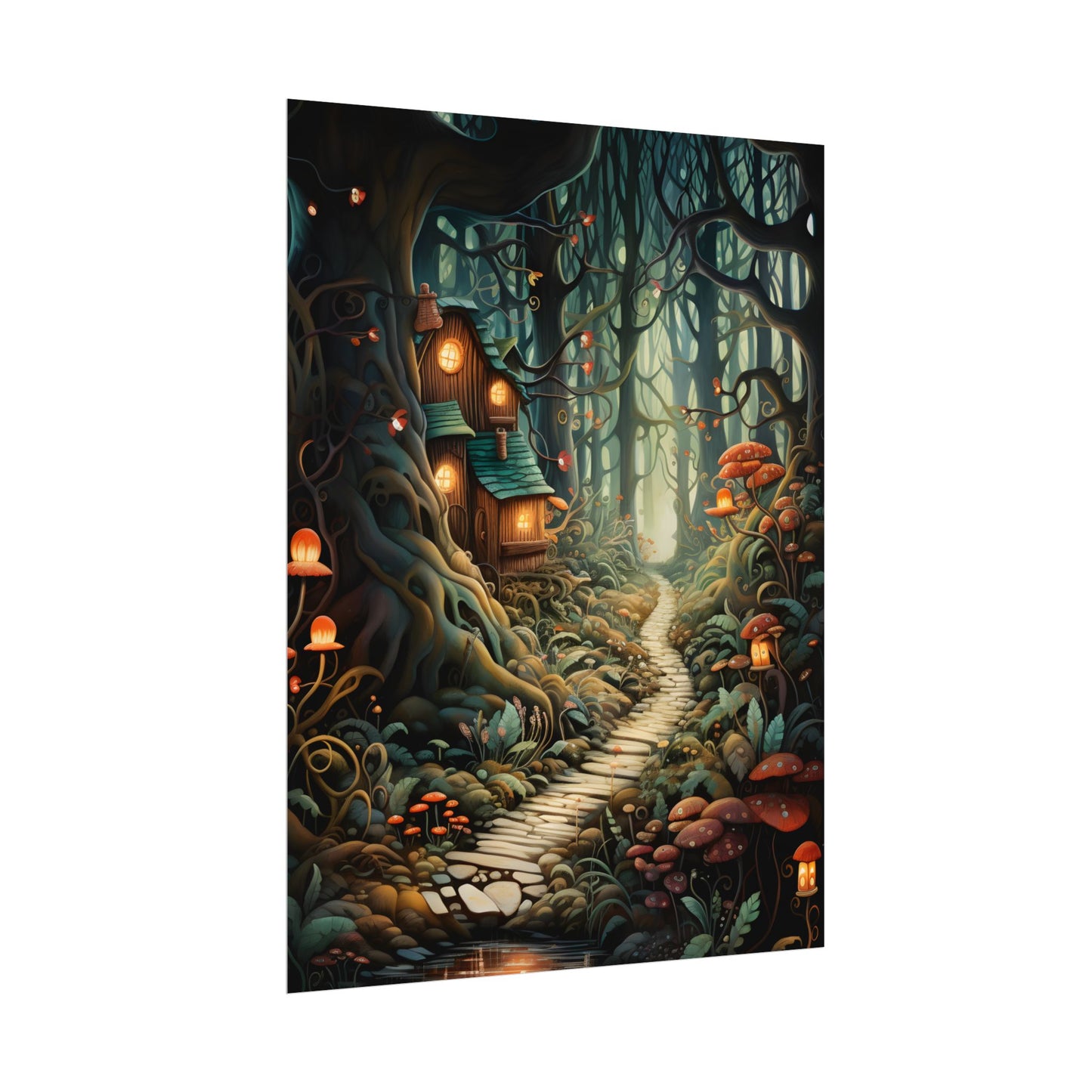 Whimsical Cartoon Forest Scene - Poster