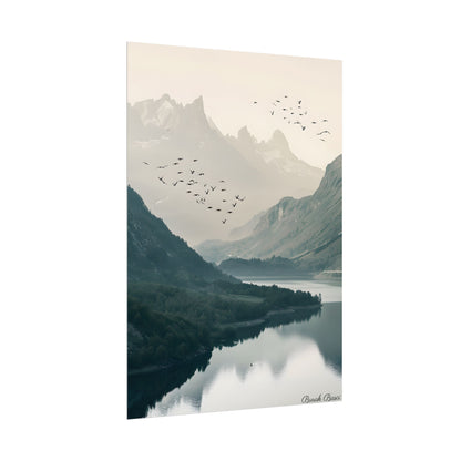 Serene Mountain Lake: A Peaceful Nature Artwork - Poster