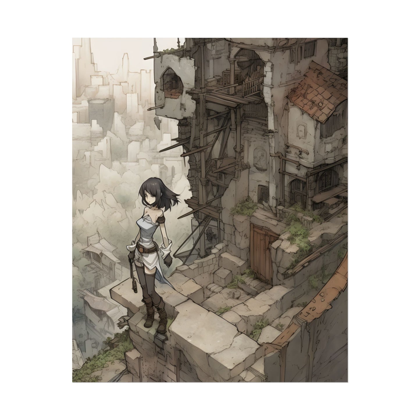 Dramatic Anime Bird Art: Detailed Illustration - Poster