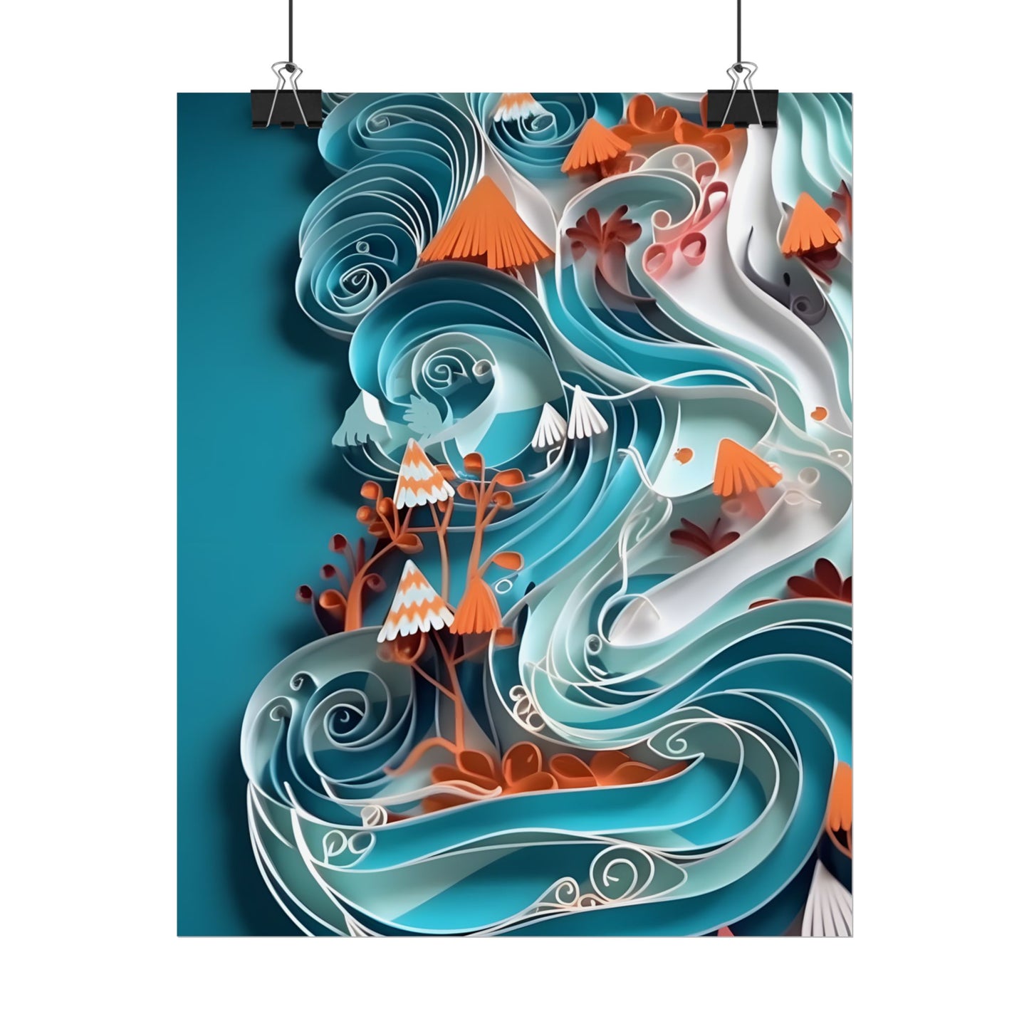 Paper Quilled Canyon Landscape: Natural Desert Artwork - Poster