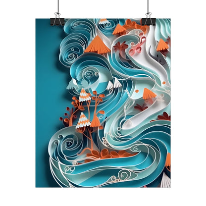 Paper Quilled Canyon Landscape: Natural Desert Artwork - Poster