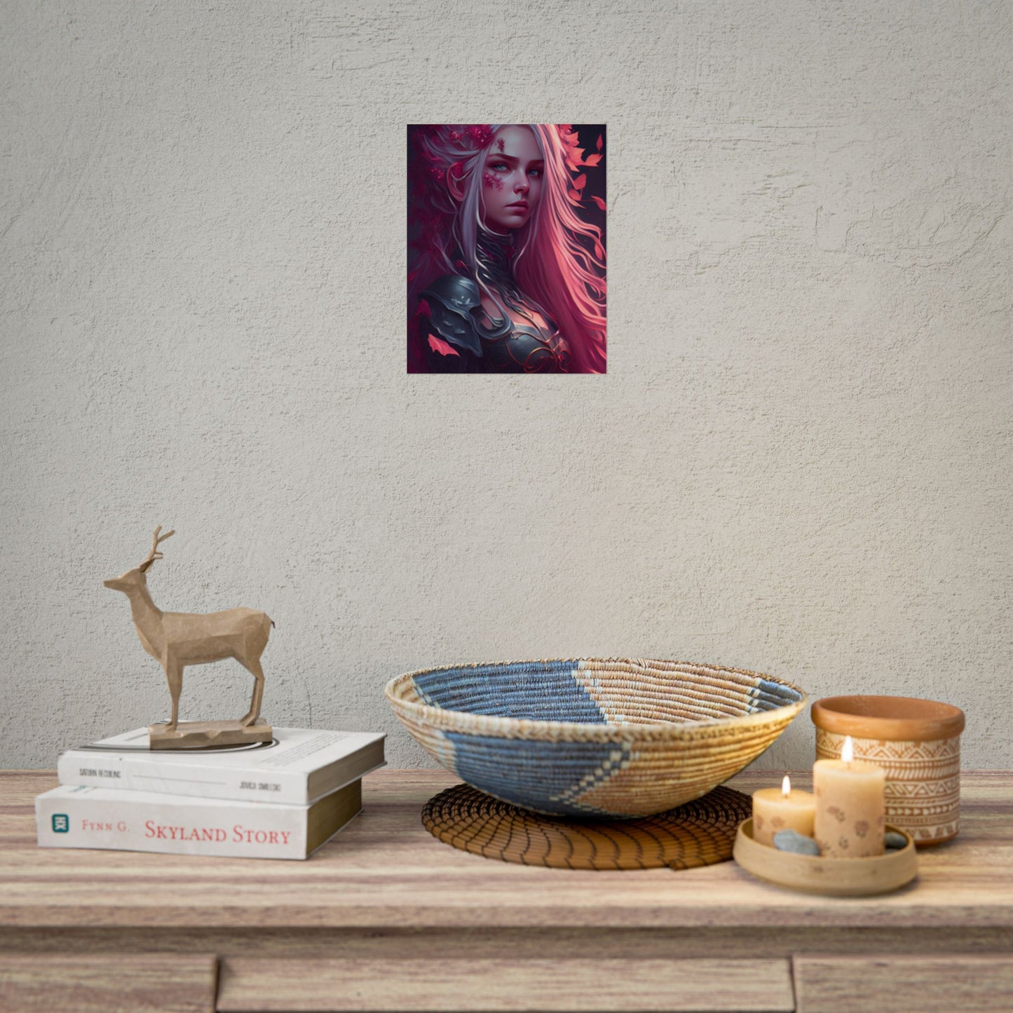 Astonishing Female Portrait with Pink Hair: Artistic Vision - Poster