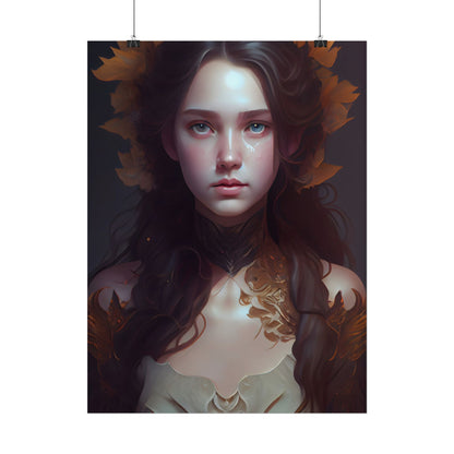 Brown Hair Female Portrait: Artistic Style Digital Art - Poster
