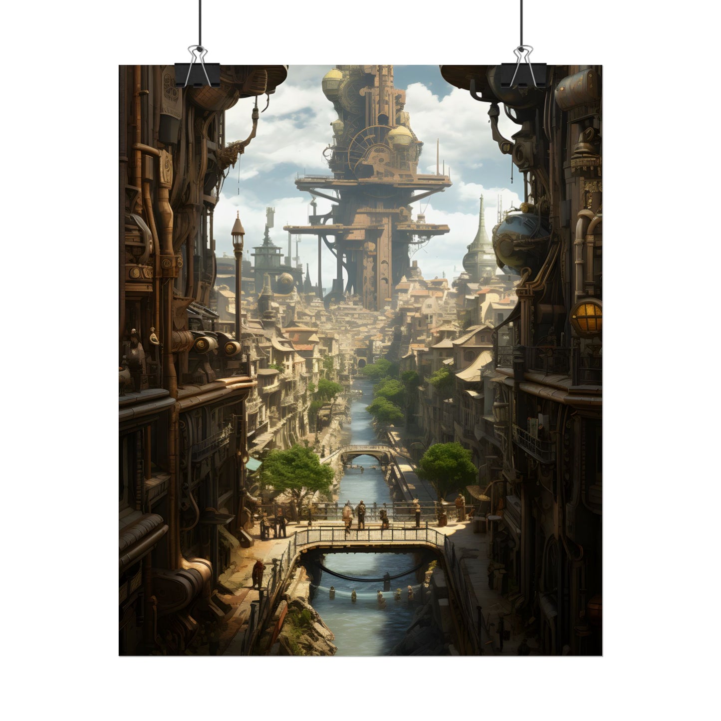 Steampunk Paris 1875: Vintage Cityscape Artwork - Poster