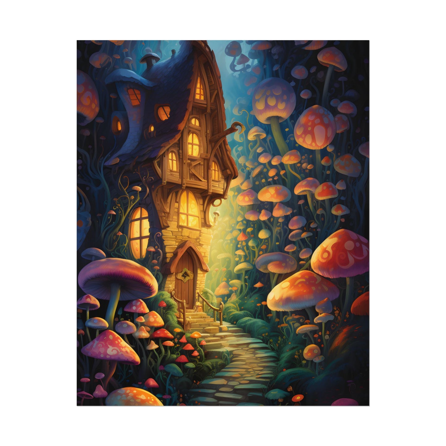 Enchanted Forest Whimsy: Vibrant Fairy Tale Artwork - Poster
