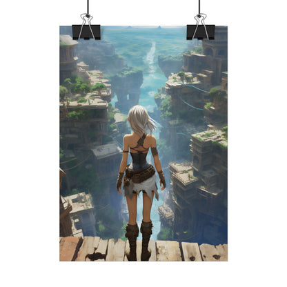 Dramatic Anime Female: Dynamic Birds Eye View Artwork - Poster