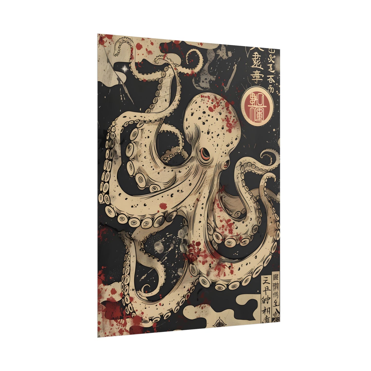 Stylized Japanese Octopus: Minimal Artwork - Poster