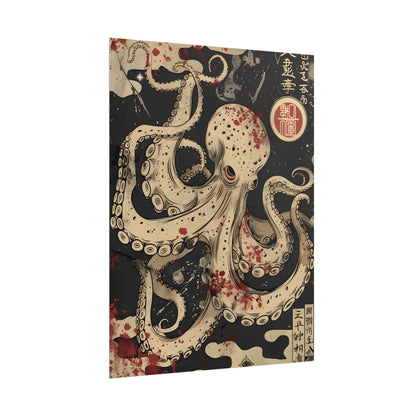 Stylized Japanese Octopus: Minimal Artwork - Poster