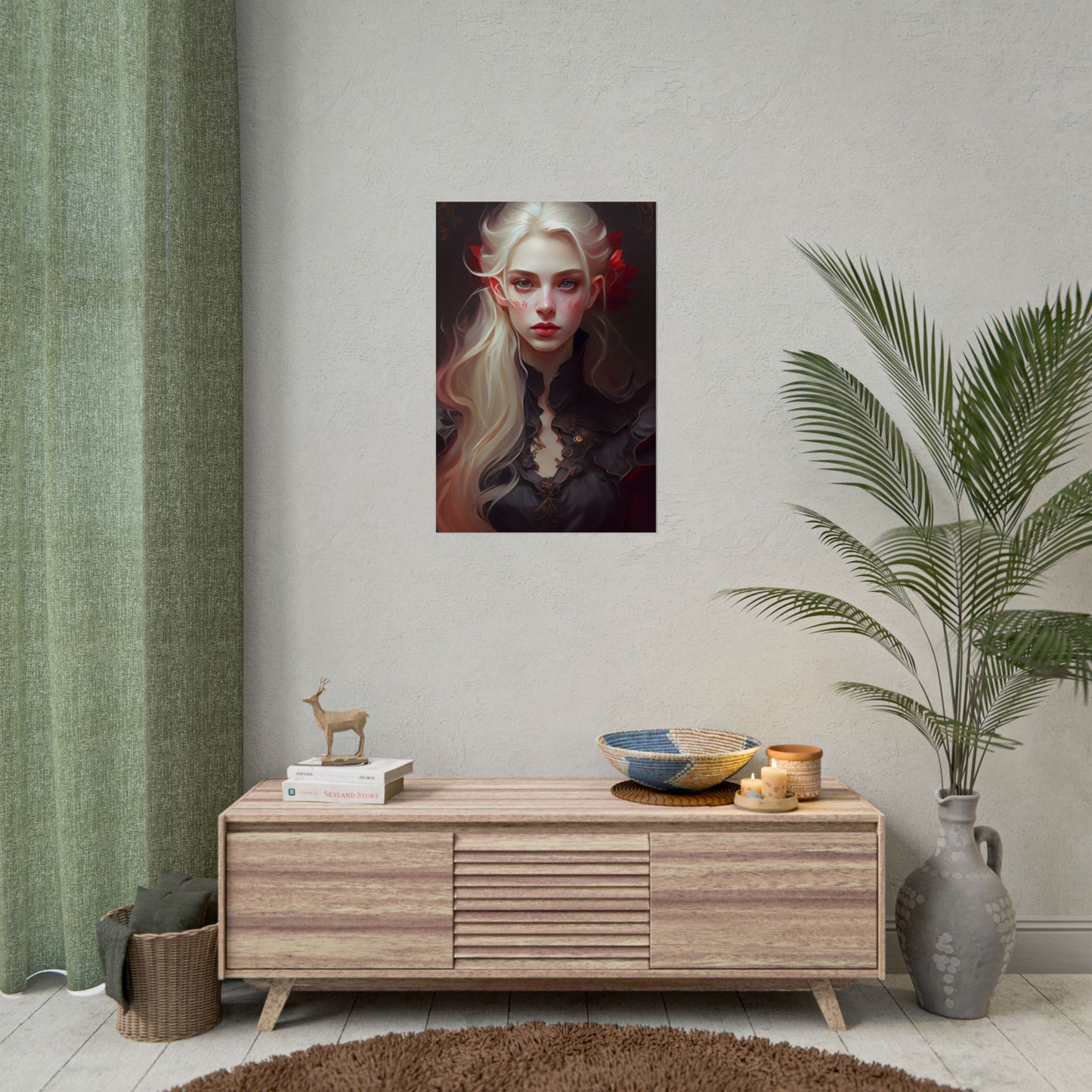Beautiful Blonde Portrait: A Stunning Female in Black Top - Poster
