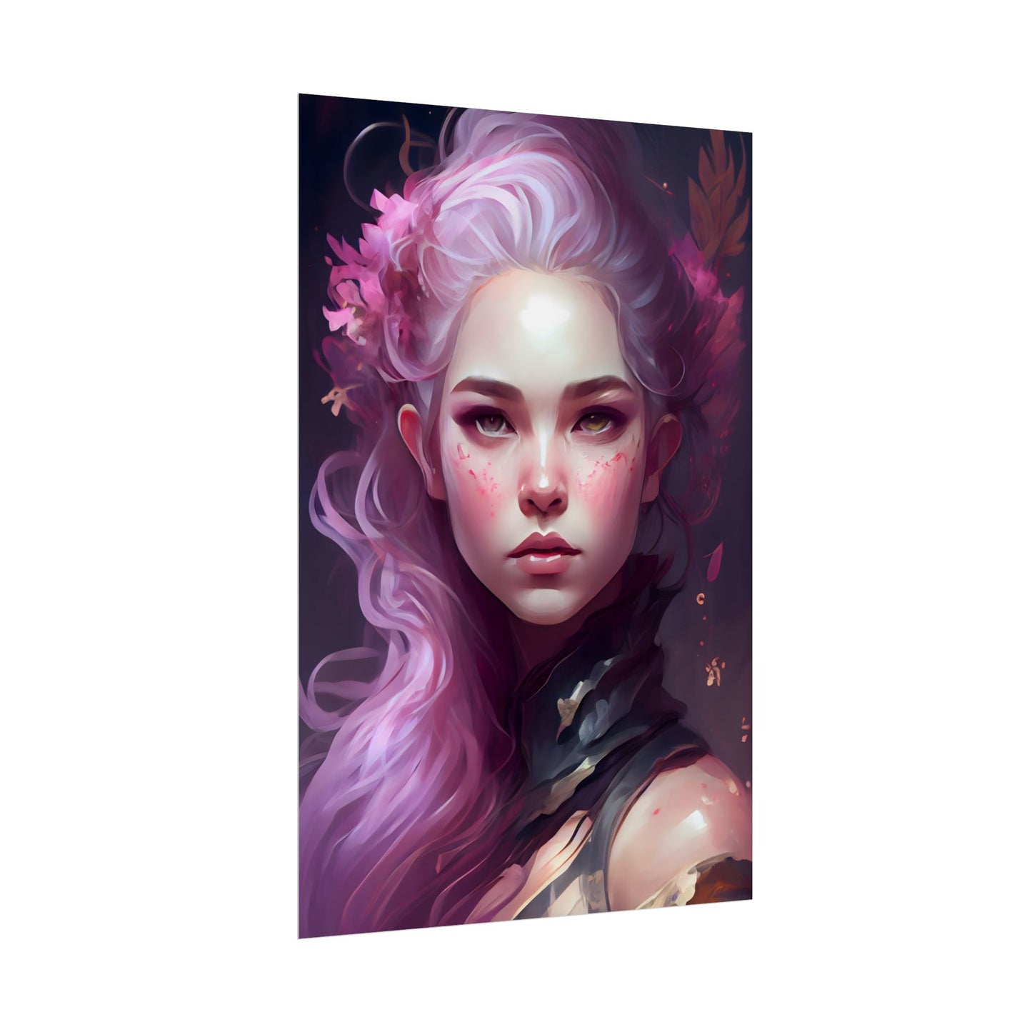Astonishing Female Portrait with Pink Hair: Dre Artwork - Poster