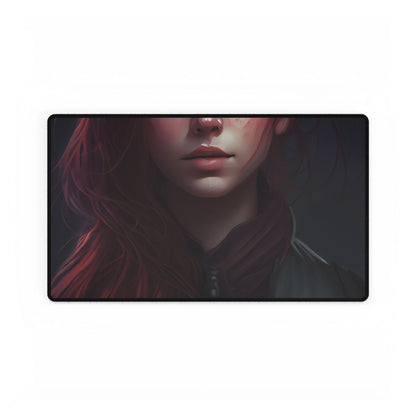 Stunning Redheaded Female Portrait: Elegant Dress Artwork - Desk Mat