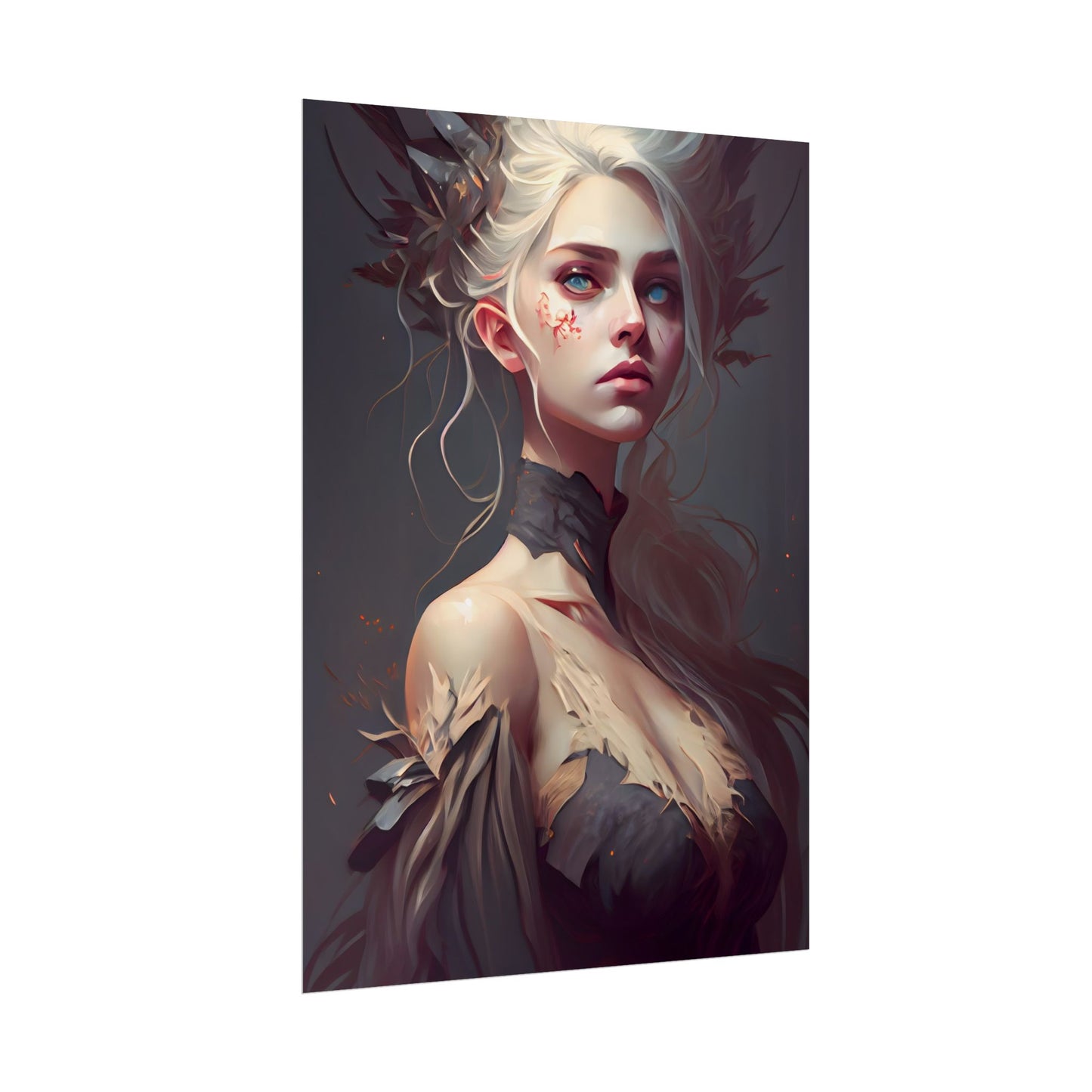 Elegant Blonde Portrait: Outdoor Woman in Dress - Poster