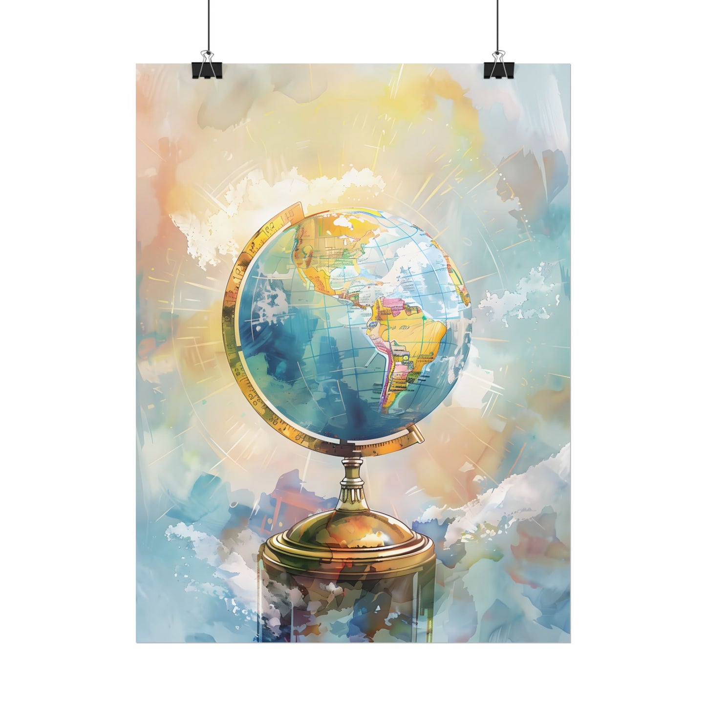 Vintage-Style Globe: World Map with Iconic Features - Poster