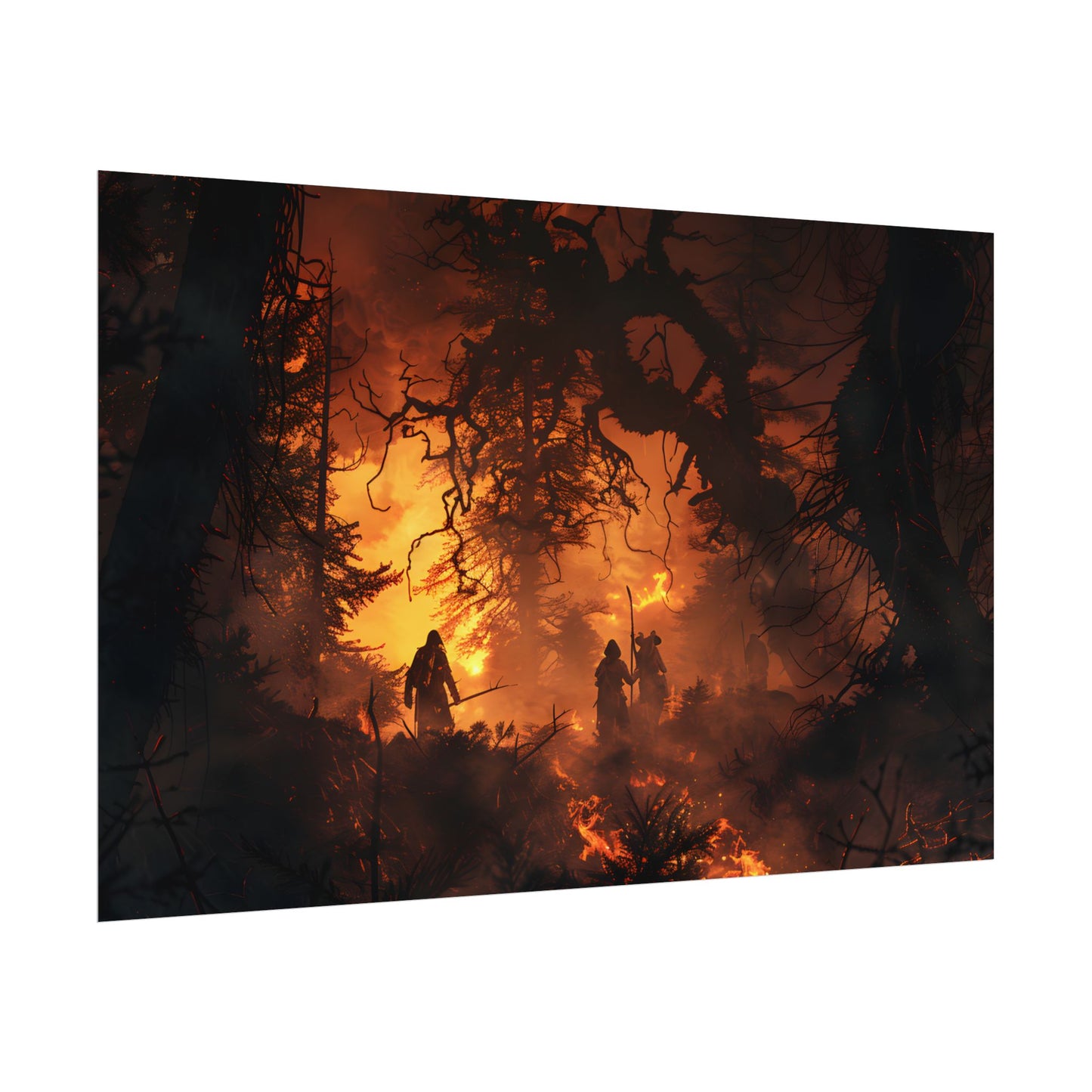 Misty Sunset Forest: Group Gathering - Poster