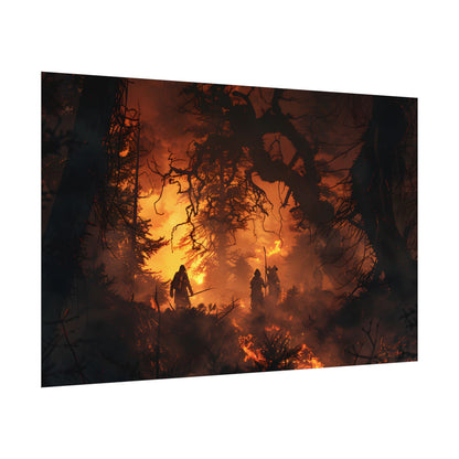 Misty Sunset Forest: Group Gathering - Poster