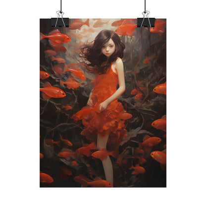Simple Orange Still Life: Casual Wooden Table Art - Poster