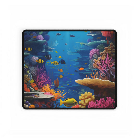 Vibrant Coral Reef Sanctuary: Tropical Marine Life Art - Desk Mat