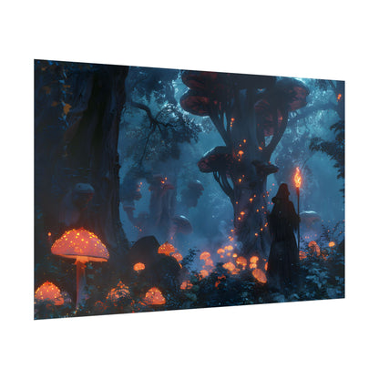 Mystical Forest Encounter: Vibrant Witch Artwork - Poster