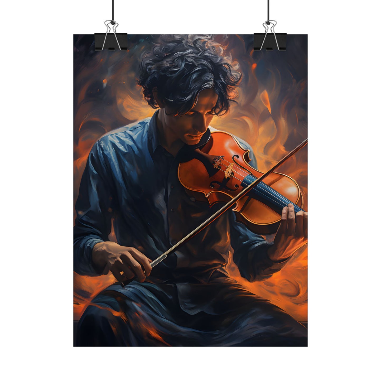 Mysterious Musician Portrait: Enigmatic Eyes Artwork - Poster