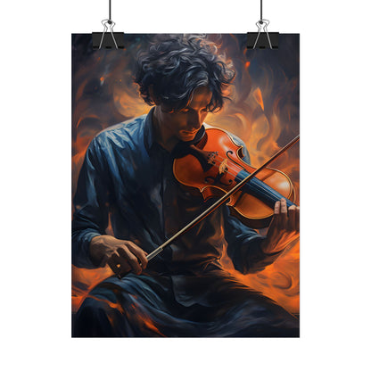 Mysterious Musician Portrait: Enigmatic Eyes Artwork - Poster