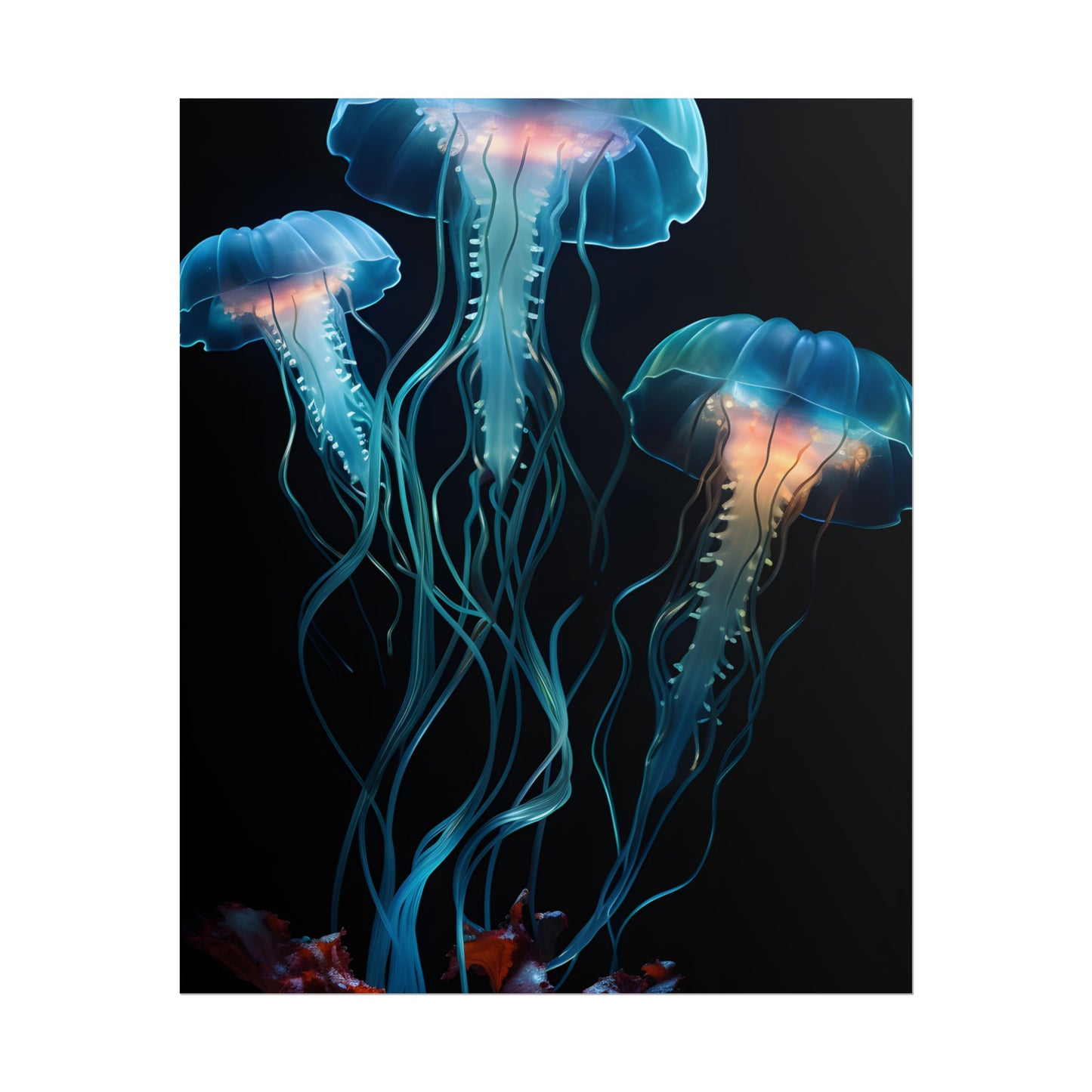 Bioluminescent Oceanic Ballet: Ethereal Underwater Dance - Poster