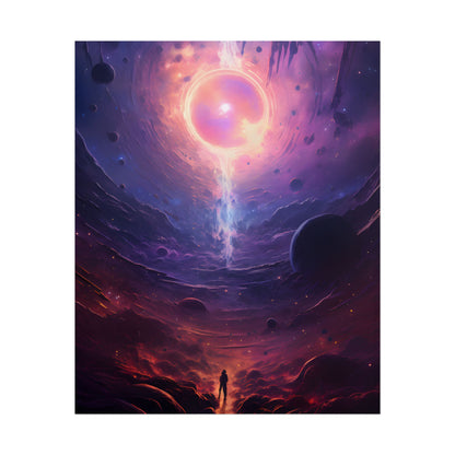 Black Hole Cosmic Odyssey: Dark Planet in Space Art - Poster