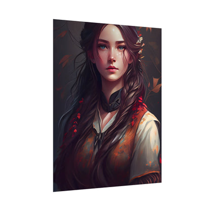 Vibrant Portrait: Brown Hair, Green Eyes Artwork - Poster