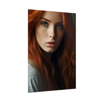 Redhead Woman in Nature: Candid Photo - Poster