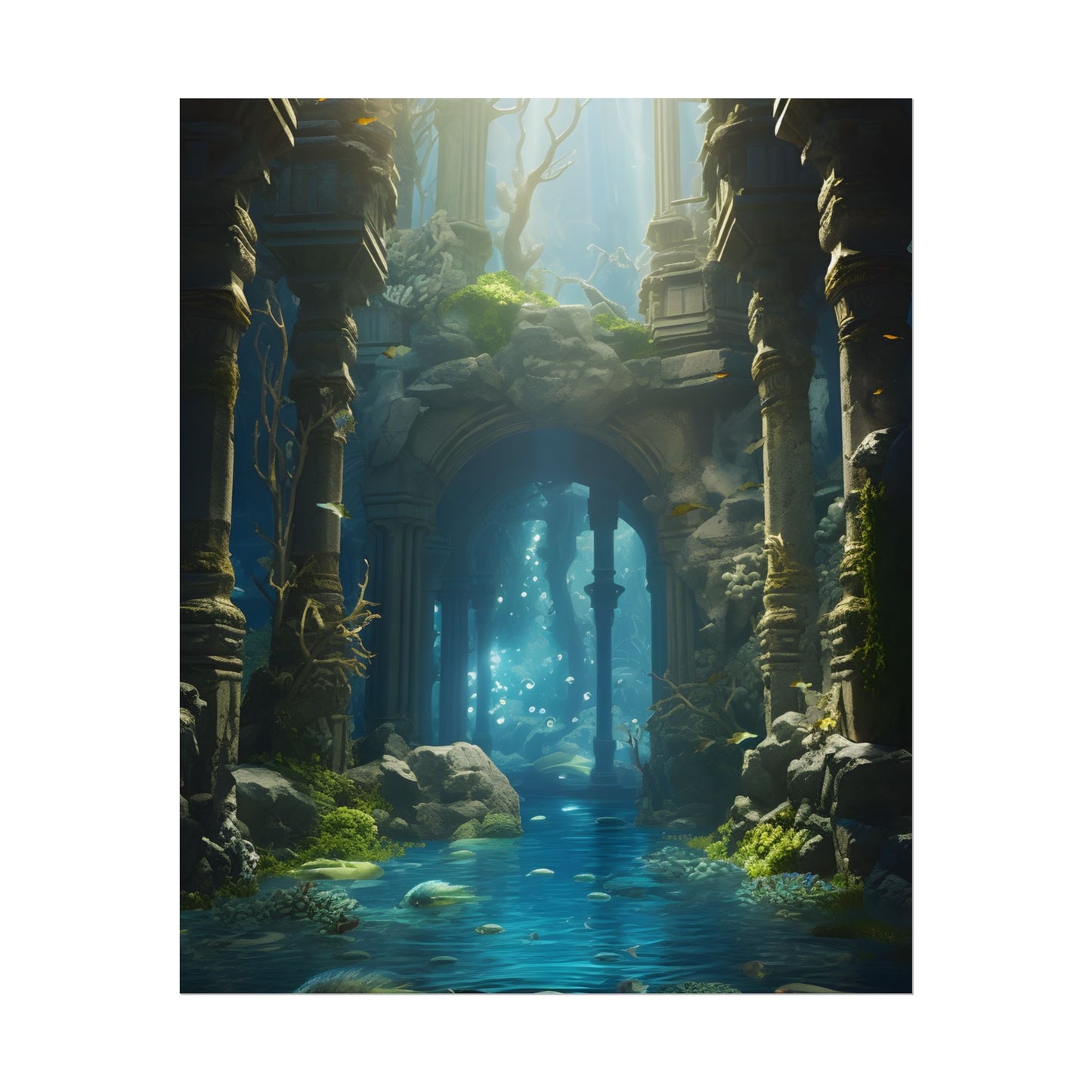 Mysterious Sunken Ancient Civilization: Underwater Artwork - Poster