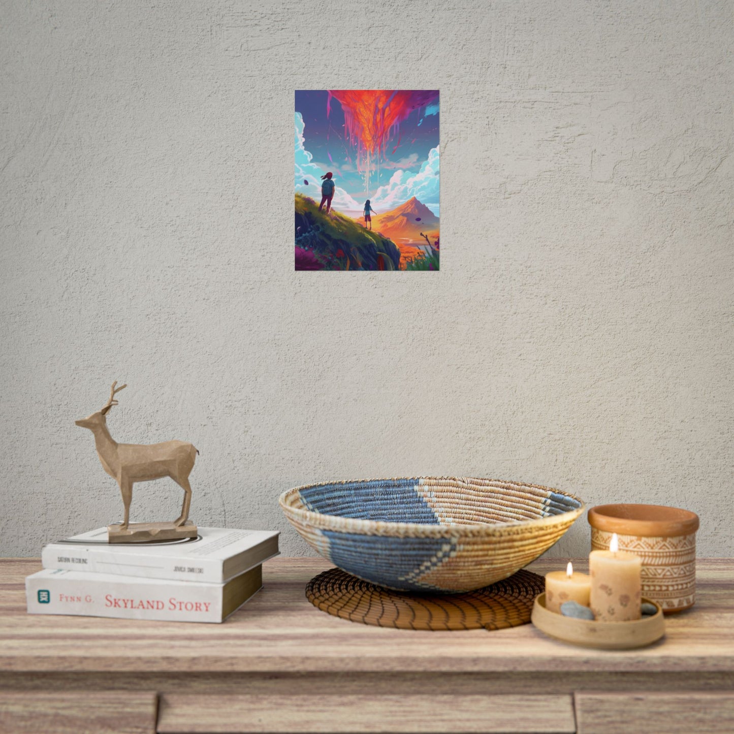 Children's Serene Moment: Meadow Under a Cloudy Sky - Poster