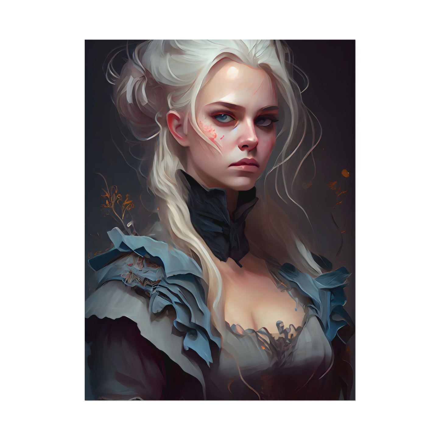 Blonde Profile Portrait: Simple Daylight Dress Art - Poster