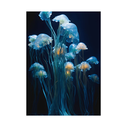 Bioluminescent Oceanic Ballet: Dancer's Magical Night Performance - Poster