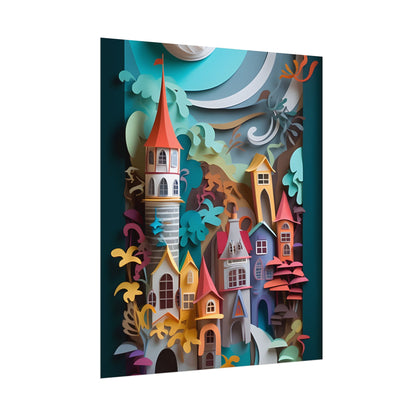 Eye-Catching European Landscape: Paper Quilling Artwork - Poster
