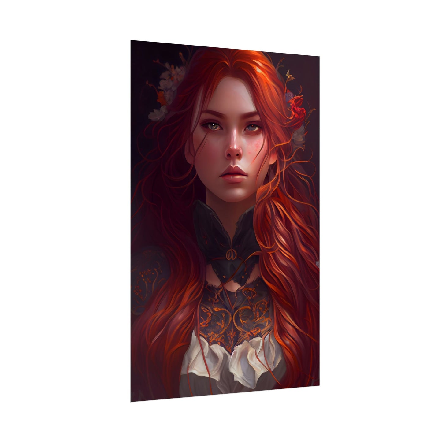 Redhead Female Portrait in a Dress - Poster
