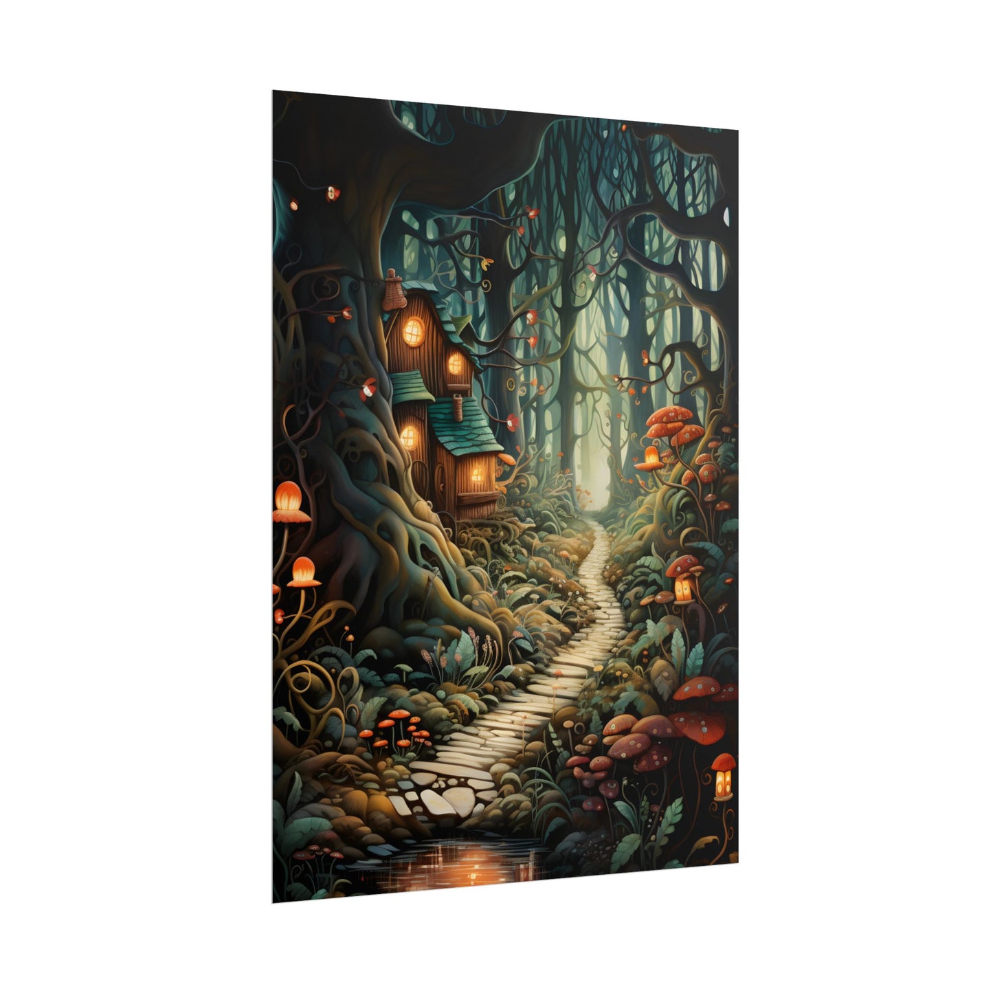Whimsical Cartoon Forest Scene - Poster