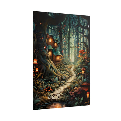 Whimsical Cartoon Forest Scene - Poster